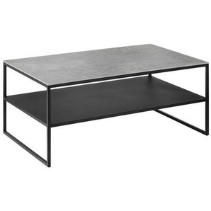 Johann Jakob Couchtisch, Grau, Schwarz, Metall, Betonoptik, rechteckig, eckig, Flachrohr, 60x41x100 cm, Stauraum, einfacher Aufbau, Wohnzimmer,