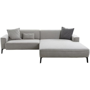 Johann Jakob Ecksofa, Grau, Textil, 3-Sitzer, Ottomane rechts, L-Form, 285x190 cm, Goldenes M, Made in Germany, Dgm, Typenauswahl, Fußauswahl,