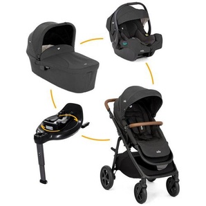 Joie Signature Kinderwagenset Alore Set, Schwarz, Textil, 4-teilig, 64x120x94 cm, EN 1888, UV 50+, ECE R 129 i-Size, Feststellbremse, Federung, kugelgelagerte Räder, 5-Punkte-Gurt, für Babyschale geeignet, Transportsicherung, Sitz umsetzbar, abnehmbarer