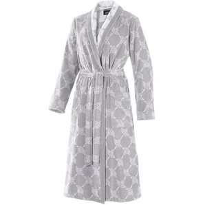 Joop! Bademantel Silber, Silber, Weiß, Textil, Ornament, Gr. 36/38, female, Oeko-Tex® Standard 100, Handmade in Germany, Taschen, besonders flauschig,