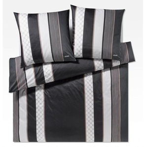 Joop! Bettwäsche Cornflower Stripes, Weiß, Schwarz, Textil, Graphik, 200x200 cm, Oeko-Tex® Standard 100, dicht gewebtes Garn, edel glänzend,