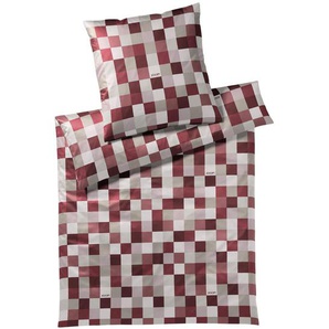 Joop! Bettwäsche Mosaic , Weiß, Weinrot , Textil , Karo , 135 cm , Oeko-Tex® Standard 100 , pflegeleicht, atmungsaktiv, schadstoffgeprüft, weiche und anschmiegsame Oberfläche, edel glänzend, dicht gewebtes Garn , Schlaftextilien, Bettwäsche, Bettwäsche
