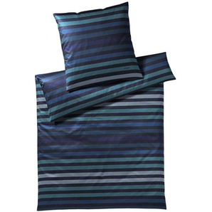 Joop! Bettwäsche Tone, Dunkelblau, Petrol, Textil, Naturmaterialien, Streifen, 135x200 cm, Textiles Vertrauen - Oeko-Tex®, schadstoffgeprüft,