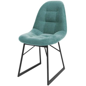 JOOP! Chenille-Kufenstuhl Systems - türkis/petrol - Materialmix - 53 cm - 93 cm - cm 63,0 | Möbel Kraft