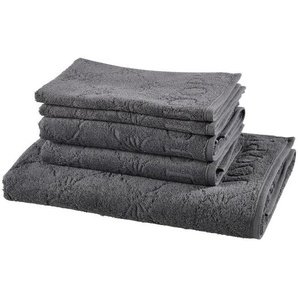 Joop! Frottierset, Anthrazit, Grau, Textil, 5-teilig, Abstraktes, Oeko-Tex® Standard 100, saugfähig, Aufhängeschlaufe, strapazierfähig, angenehm