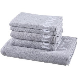 Joop! Frottierset, Grau, Silber, Textil, 5-teilig, Uni, Oeko-Tex® Standard 100, saugfähig, Aufhängeschlaufe, strapazierfähig, angenehm weich, hochwertige Qualität, Badtextilien, Handtuch-Sets