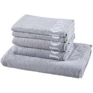 Joop! Frottierset, Grau, Silber, Textil, 5-teilig, Uni, Oeko-Tex® Standard 100, saugfähig, Aufhängeschlaufe, strapazierfähig, angenehm weich,