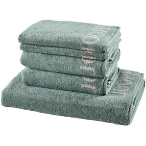 Joop! Frottierset, Grün, Textil, 5-teilig, Uni, Oeko-Tex® Standard 100, saugfähig, Aufhängeschlaufe, strapazierfähig, angenehm weich, hochwertige Qualität, Badtextilien, Handtuch-Sets
