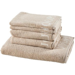 Joop! Frottierset, Sand, Beige, Textil, 5-teilig, Uni, Oeko-Tex® Standard 100, saugfähig, Aufhängeschlaufe, strapazierfähig, angenehm weich,