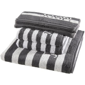 Joop! Frottierset Split Stripes, Grau, Dunkelgrau, Textil, 5-teilig, Streifen, Oeko-Tex® Standard 100, saugfähig, Aufhängeschlaufe, strapazierfähig,