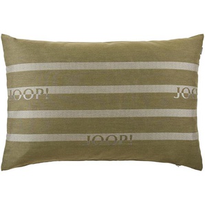 Joop! Kissenhülle Logo Stripes, Silber, Olivgrün, Textil, Streifen, 40x60 cm, hochwertige Qualität, Wohntextilien, Kissen, Kissenbezüge