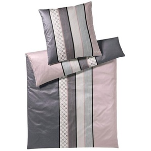 JOOP! Mako-Satin Bettwäsche Cornflower Stripe 4069 200x200cm+80x80, Farbe deep rose 4069-80/80-200/200-11