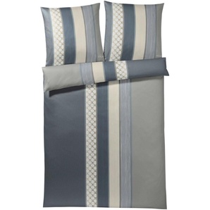 JOOP! Mako-Satin Bettwäsche Cornflower Stripe 4069, deep coal, 155x200+80x80 cm 4069-80/80-155/200-9