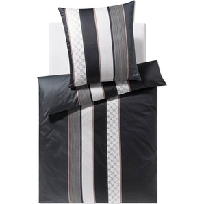 JOOP! Mako-Satin Bettwäsche Cornflower Stripes Farbe deep Stone Größe 80x80 155x220 4069-80/80-155/220-99
