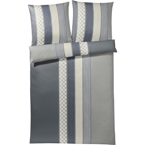 JOOP! Mako-Satin-Bettwäsche-Garnitur Cornflower Stripes Farbe deep coal Größe 200x200+2x70x90cm