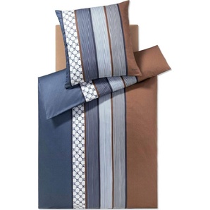 JOOP! Mako-Satin-Bettwäsche-Garnitur Cornflower Stripes Farbe deep ocean Größe 135x200+80x80 cm 851148