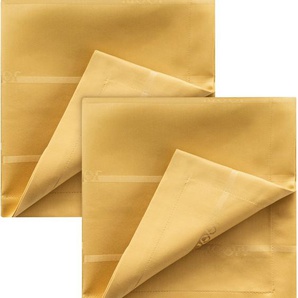 Joop Stoffserviette LOGO STRIPES, (Set, 2 St.), Jacquard-Gewebe gerfertigt mit elegantem JOOP Logo-Muster im Streifen-Design, 50x50 cm Baumwolle-Polyester gelb Tischwäsche