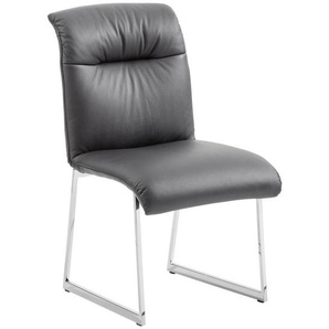 Joop! Stuhl Cubic , Schwarz, Edelstahl , Metall, Leder , Echtleder , Longlife-Leder , Uni , Kufe , 52x90x68 cm , Blauer Engel, Goldenes M, Made in Germany, Emas , Lederauswahl, Stoffauswahl, Typenauswahl , Esszimmer, Stühle, Esszimmerstühle, Lederstühle
