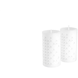 JOOP! Stumpenkerzen 2er-Set - weiß - Wachs - 8 cm - 15 cm | Möbel Kraft