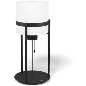Joop! Tischleuchte Round Lights, Schwarz, Weiß, Metall, Textil, rund,rund, 52 cm, Zugschalter, Lampen & Leuchten, Innenbeleuchtung, Tischlampen, Tischlampen
