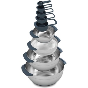 Joseph Joseph Schüssel Nest 100, Edelstahl, (Set, 9-tlg), 2x Rührschüsseln,Durchschlag, Sieb, 5x Messbecher