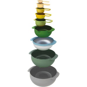 Joseph Joseph Schüssel Nest 9 Plus, Kunststoff, (Set, 9-tlg), platzsparend,Rührschüssel,Abtropfsieb,Sieb, Rührschüssel,Messbecher