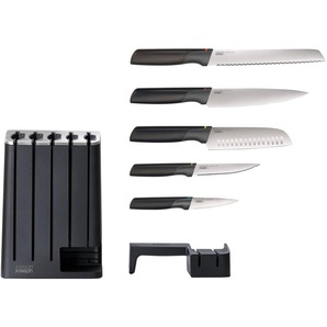Joseph Joseph Messerblock Elevate (7tlg), 5 Messer mit Klingen aus japanischem Edelstahl, Messerschärfer