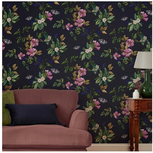 Joules Vliestapete Wakerly Woodland Floral French Navy, glatt, floral, (1 St), floral