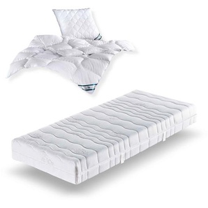 Jugend Sparset Visco-50 – 7-Zonen-Kaltschaum-Viscomatratze 90x200 cm, Steppbett und Kissen Kansas von f.a.n.