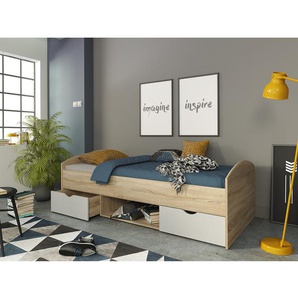 Jugendbett Lupo 90 x 200cm Braun/Weiß/Weiß/Eiche Dekor