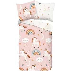 Jugendbettwäsche Aina, Mehrfarbig, Textil, Einhorn, 135x200 cm, bügelleicht, Schlaftextilien, Bettwäsche, Kinderbettwäsche