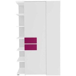 Jugendzimmer Eckschrank in Weiß Pink Tür rechts