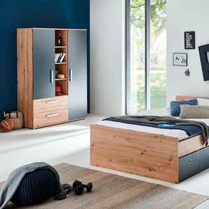 Jugendzimmer-Set ARTHUR BERNDT Alessio Schlafzimmermöbel-Sets Gr. ohne Matratze, B/H: 140 cm x 200 cm, braun (artisan oak nachbildung, anthrazit) Baby Komplett-Kinderzimmer mit Melamin-Oberfläche