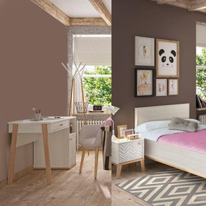 Jugendzimmer-Set GAMI Alika Schlafzimmermöbel-Sets Gr. Liegefläche: 90/200 cm, braun (kastanie nachbildung gebleicht) Baby Komplett-Kinderzimmer