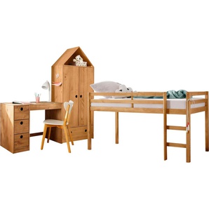 Jugendzimmer-Set LÜTTENHÜTT Alpi Schlafzimmermöbel-Sets beige (gebeizt, gewachst) Baby Komplett-Kinderzimmer