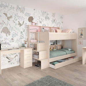 Jugendzimmer-Set PARISOT Bibop Schlafzimmermöbel-Sets Gr. Mit Bettschubkasten, braun (akazienfarben) Baby Komplett-Kinderzimmer mit 2 Schreibtischen