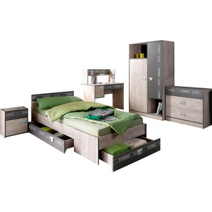 Jugendzimmer-Set PARISOT Fabric Schlafzimmermöbel-Sets grau (eschefarben, grau) Baby Komplett-Kinderzimmer