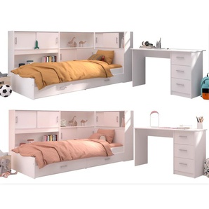Jugendzimmer-Set PARISOT Snoop 2 Schlafzimmermöbel-Sets Gr. B: 98 cm, B/H: 90 cm x 200 cm, weiß Baby Komplett-Kinderzimmer