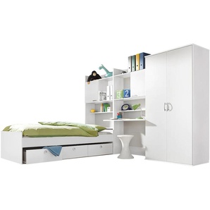 Jugendzimmer-Set RAUCH Emilio Schlafzimmermöbel-Sets Gr. Mit 2-trg. Kleiderschrank, weiß (weiß uni) Baby Komplett-Kinderzimmer