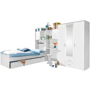 Jugendzimmer-Set RAUCH Emilio Schlafzimmermöbel-Sets Gr. Mit 3-trg. Kleiderschrank, weiß (weiß uni) Baby Komplett-Kinderzimmer