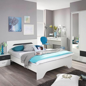 Jugendzimmer-Set RAUCH Noosa Schlafzimmermöbel-Sets schwarz-weiß (weiß, graumetallic) Baby Komplett-Kinderzimmer