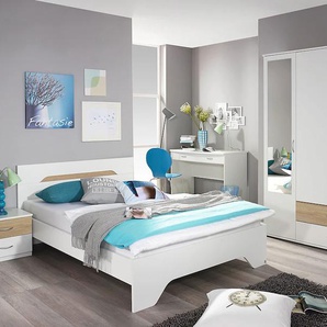 Jugendzimmer-Set RAUCH Noosa Schlafzimmermöbel-Sets weiß (weiß, struktureichefarben hell) Baby Komplett-Kinderzimmer