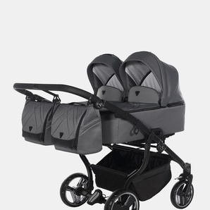 Junama Duo V3 Zwillings Kinderwagen Set 2in1 inkl. 2 Babywannen Duo V3 und 2 Sportaufsätze – Graphite 151164