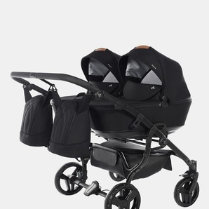 Junama Space Duo – Zwillings-Kinderwagen Set 2in1 inkl. Sportsitz und Babywanne – Elegantes Schwarz 154410