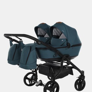Junama Space Duo – Zwillings-Kinderwagen Set 2in1 inkl. Sportsitz und Babywanne – Tropisches Blau 154409