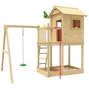 Jungle Gym Spielturm Firehouse, Spielanlage mit Schaukel und Feuerwehrstange