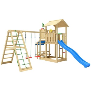 Jungle Gym Spielturm Veranda, Spielanlage mit Schaukel, Kletterbock und Rutsche mit Wasseranschluss