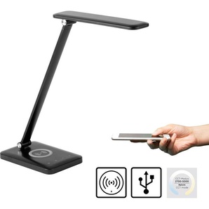 JUST LIGHT LED Tischleuchte FLORENTINA, Dimmfunktion, Farbsteuerung, USB-Ladefunktion, mehrere Helligkeitsstufen, LED fest integriert, Kaltweiß, Neutralweiß, Warmweiß, Touchdimmer, CCT, Ladefunktion für Handy über USB oder per Induktion