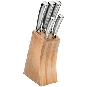 Justinus Messerblock Steel Edition No. 1, Edelstahl, Holz, Metall, 6-teilig, 21x8.2x30 cm, Kochen, Küchenmesser, Messersets