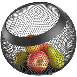Justinus Obstkorb Life Style, Schwarz, Metall, rund, 23x20x23 cm, Essen & Trinken, Geschirr, Schalen & Schüsseln, Obstschalen